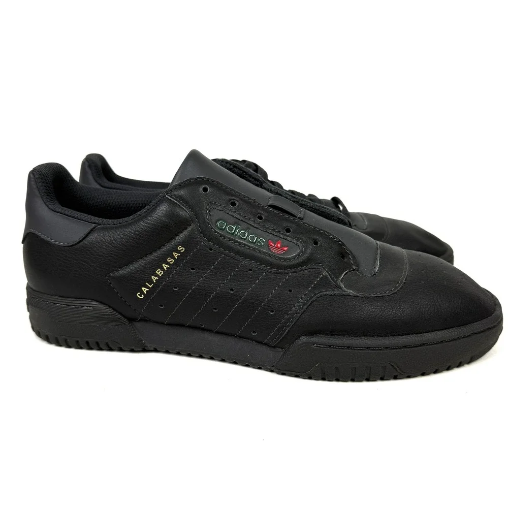 Adidas Yeezy Powerphase Calabasas Black Leather Sneakers Shoes Mens 7.5‎